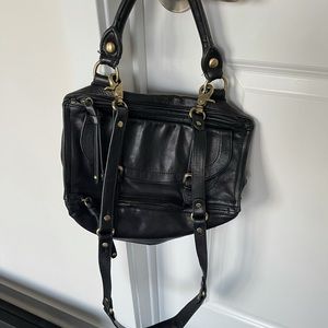 Sabina black leather bag crossbody or shoulder bag
